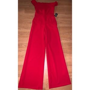 OFF THE SHOULDER WIDE LEG JUMPSUIT